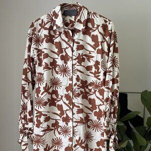 Women's Anthropologie Sunday in Brooklyn Floral Shirt Mini Dress Shirtdress XXS